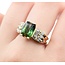 Ring BowTie .75ctw Round & Baguette Diamonds 2.5ct Green Tourmaline 14ky 7.5mm Sz8 7.4g 125060089