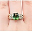 Ring BowTie .75ctw Round & Baguette Diamonds 2.5ct Green Tourmaline 14ky 7.5mm Sz8 7.4g 125060089