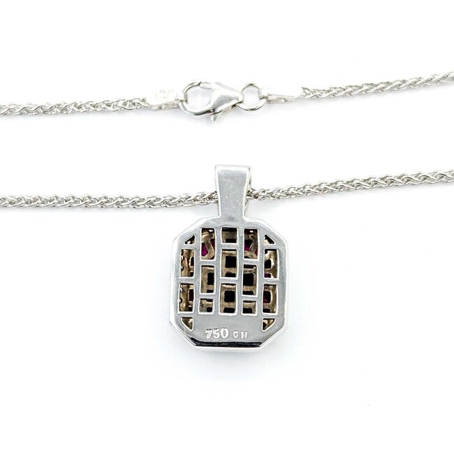 Pendant w/chain Invisible Set .60ctw Round/Baguette Diamonds 2.00ctw Ruby 18kw/14kw Chain 22x14mm 18" 10.5g 225070061