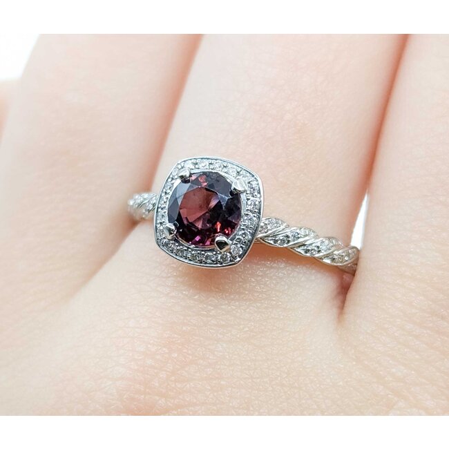 Ring Braided .22ctw Round Diamonds .97ct Spinel 14kw 2.5mm Sz9.25 3.7g 125060062