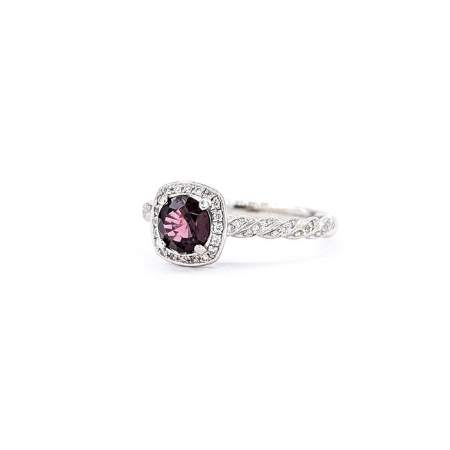 Ring Braided .22ctw Round Diamonds .97ct Spinel 14kw 2.5mm Sz9.25 3.7g 125060062