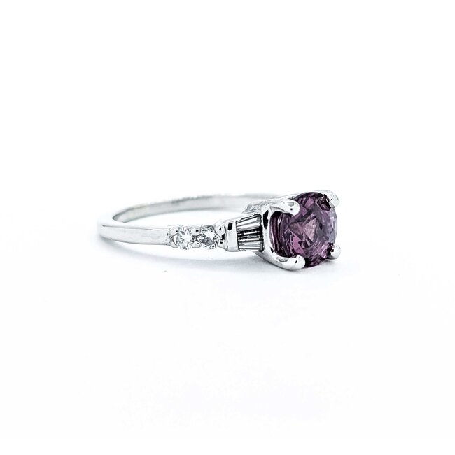 Ring Semi .20ctw Round & Baguette Diamonds 1.30ct Spinel 14kw 3mm Sz6 2.8g 125060060