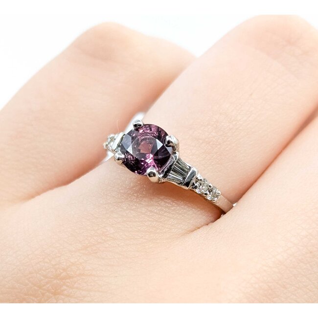 Ring Semi .20ctw Round & Baguette Diamonds 1.30ct Spinel 14kw 3mm Sz6 2.8g 125060060