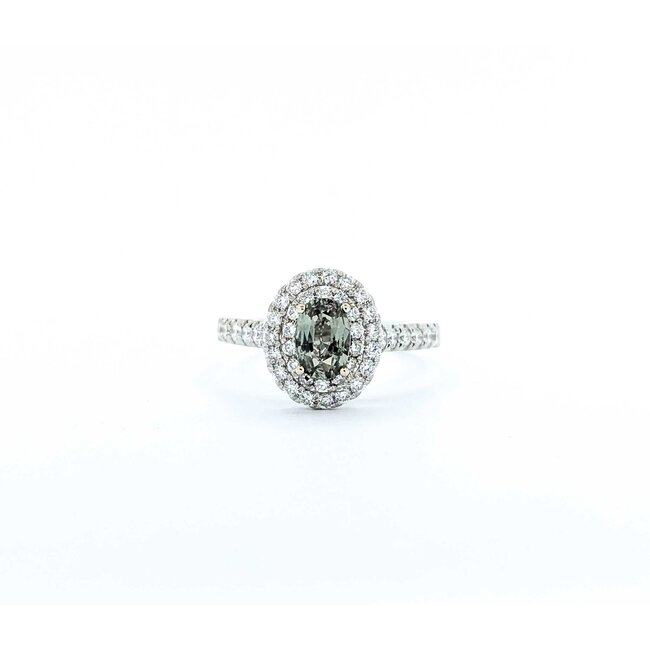 Ring Double Halo .73ctw Round Diamonds Alexandrite GIA: 6237584995 18kw 12x10mm Sz6.5 4.3g 125060022