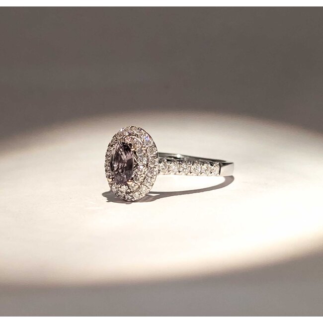 Ring Double Halo .73ctw Round Diamonds Alexandrite GIA: 6237584995 18kw 12x10mm Sz6.5 4.3g 125060022