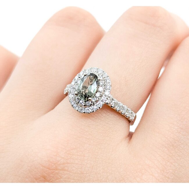 Ring Double Halo .73ctw Round Diamonds Alexandrite GIA: 6237584995 18kw 12x10mm Sz6.5 4.3g 125060022