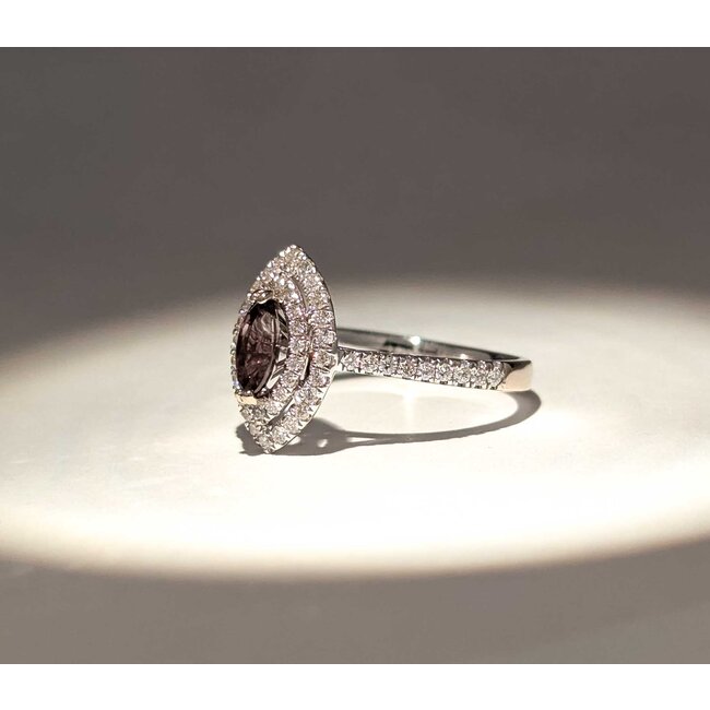 Ring Double Halo Marquise .42ctw Round Diamonds .54ct Alexandrite GIA: 2235584933 18kw 14x10mm Sz6.5 3.3g 125060020