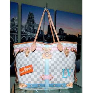 Handbag Louis Vuitton Neverfull MM 2018 Azur Damier Summer Trunk W/Pouchette 125070038