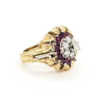Ring w/Wrap Mid Century .55ctw Round Diamonds 1.10ctw Ruby 14kw/y Sz6 11.3g 225070059