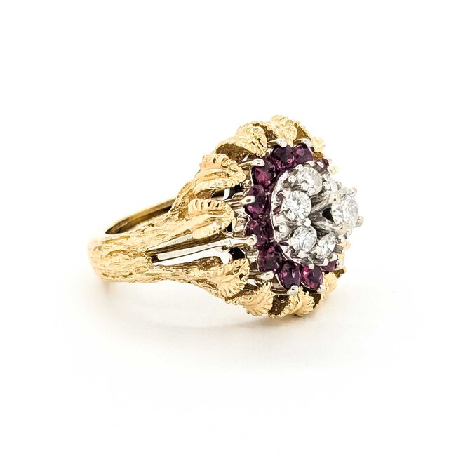 Ring w/Wrap Mid Century .55ctw Round Diamonds 1.10ctw Ruby 14kw/y Sz6 11.3g 225070059