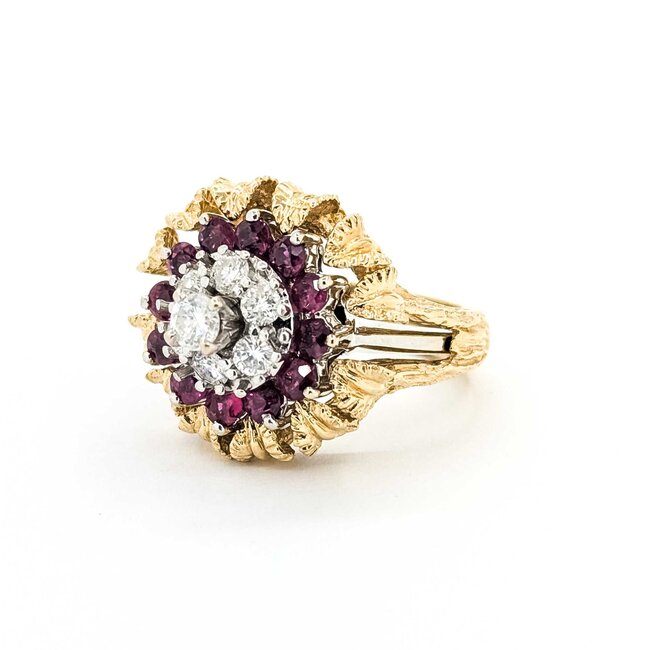 Ring w/Wrap Mid Century .55ctw Round Diamonds 1.10ctw Ruby 14kw/y Sz6 11.3g 225070059