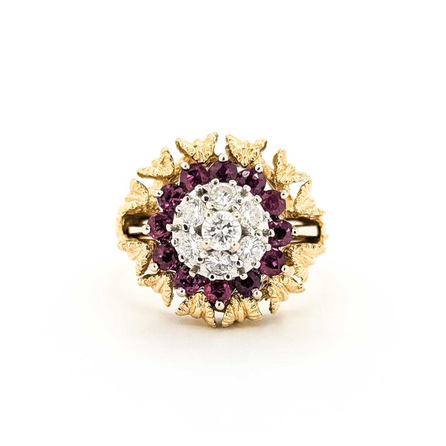 Ring w/Wrap Mid Century .55ctw Round Diamonds 1.10ctw Ruby 14kw/y Sz6 11.3g 225070059