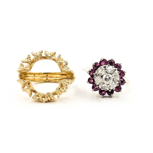 Ring w/Wrap Mid Century .55ctw Round Diamonds 1.10ctw Ruby 14kw/y Sz6 11.3g 225070059