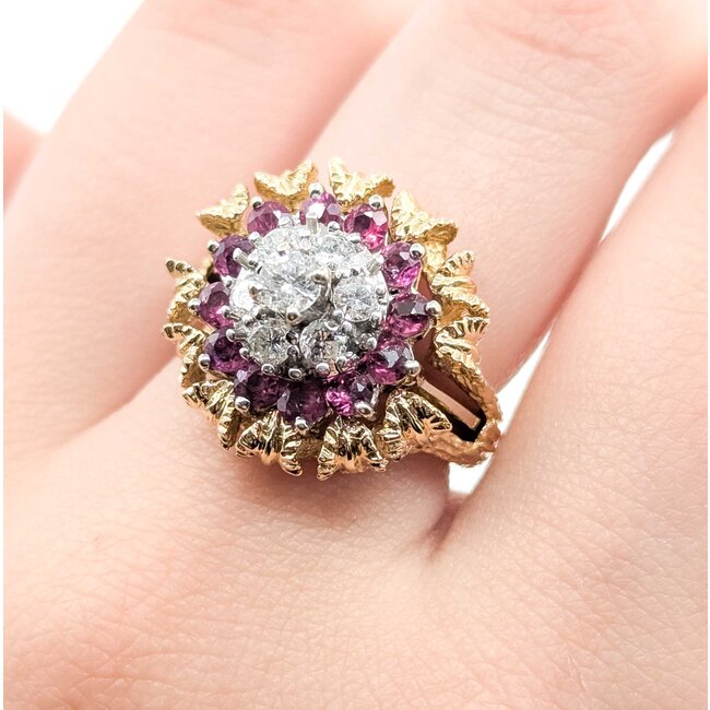Ring w/Wrap Mid Century .55ctw Round Diamonds 1.10ctw Ruby 14kw/y Sz6 11.3g 225070059