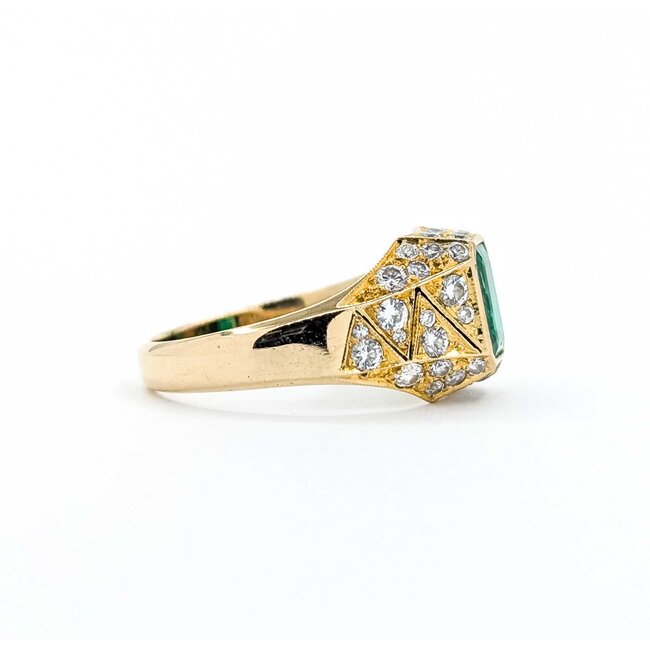 Ring Vintage Style .62ctw Round Diamonds 1.07ct Emerald 18ky Sz6 3.5g 225070054
