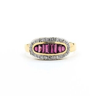 Ring Channel Set .12ctw Round Diamonds .50ctw Ruby 18ky Sz8.5 4.5g 225070057
