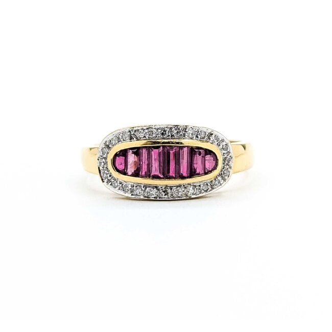 Ring Channel Set .12ctw Round Diamonds .50ctw Ruby 18ky Sz8.5 4.5g 225070057