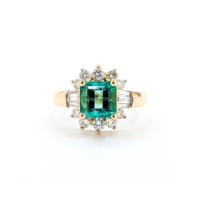 Ring .50ctw Round/Baguette Diamonds 2.10ct Emerald 14ky Sz6 4.9g 225070033