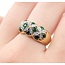 Ring "X's" .24ctw Round Diamonds .80ctw Emeralds 18ky/Platinum Sz6.5 10.1g 225070035