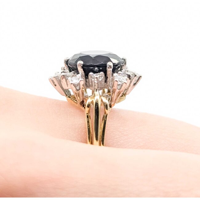 Ring Snowflake .35ctw Round Diamonds 3.5ct Green Tourmaline 18ky Sz7 5.9g 225070058