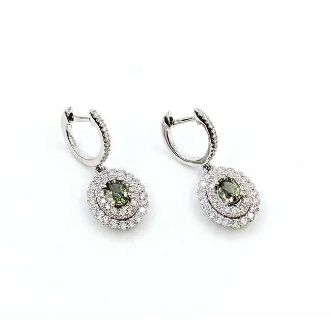 Earrings Dangle Milgrain .87ctw Diamonds Alexandrite GIA: 2235584347, 1236584996 18kw 1x.45" 5.4g 125060026