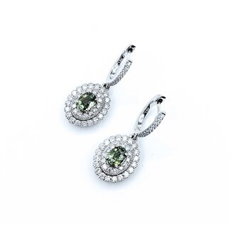 Earrings Dangle Milgrain .87ctw Diamonds Alexandrite GIA: 2235584347, 1236584996 18kw 1x.45" 5.4g 125060026
