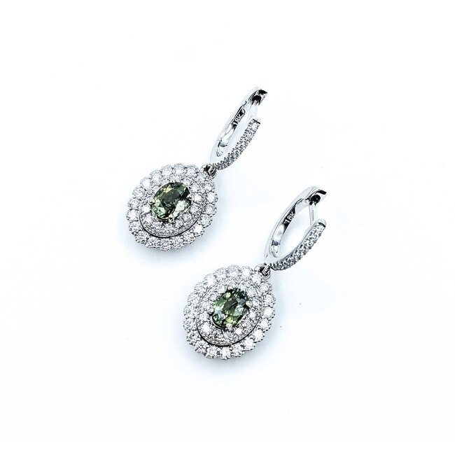 Earrings Dangle Milgrain .87ctw Diamonds Alexandrite GIA: 2235584347, 1236584996 18kw 1x.45" 5.4g 125060026