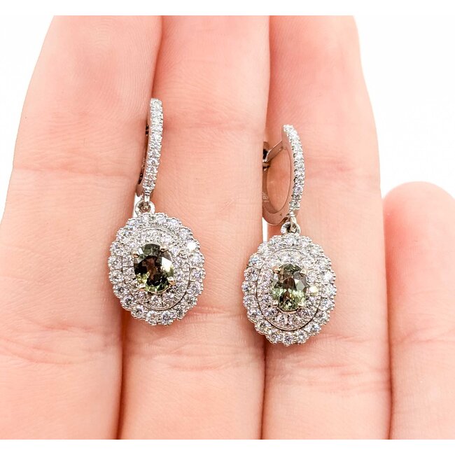 Earrings Dangle Milgrain .87ctw Diamonds Alexandrite GIA: 2235584347, 1236584996 18kw 1x.45" 5.4g 125060026