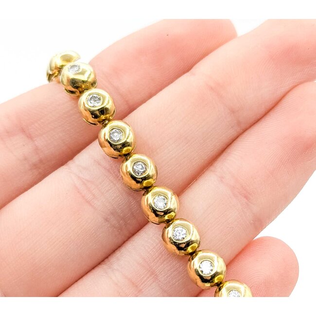 Bracelet Bezel Set Tennis 1.00ctw Round Diamonds 18ky 6.5" 26.91g 225070076