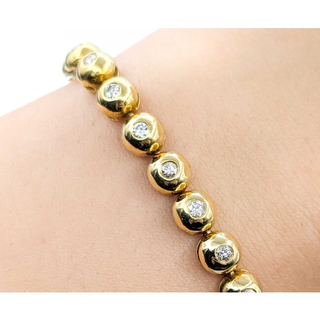 Bracelet Bezel Set Tennis 1.00ctw Round Diamonds 18ky 6.5" 26.91g 225070076