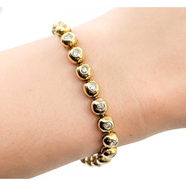 Bracelet Bezel Set Tennis 1.00ctw Round Diamonds 18ky 6.5" 26.91g 225070076