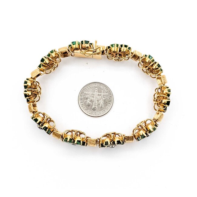 Bracelet Mid Century 11.40ctw Emerald 2.0ctw Sapphire 18ky 7" 32.66g 225070009