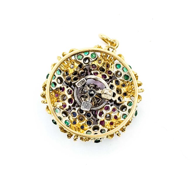 Pendant Tremblant 1.14ctw Round Diamonds .90ctw Emerald 2.16ctw Ruby/Sapphire 18ky 28mm 12.1g 225070027