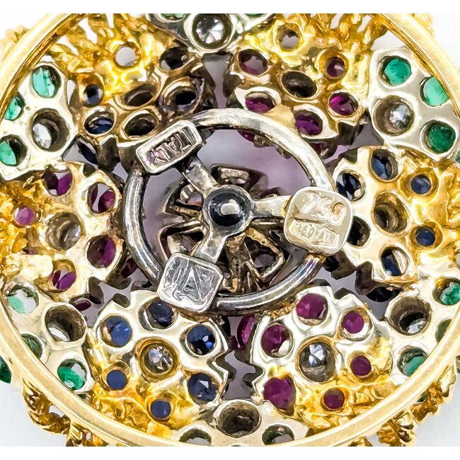 Pendant Tremblant 1.14ctw Round Diamonds .90ctw Emerald 2.16ctw Ruby/Sapphire 18ky 28mm 12.1g 225070027