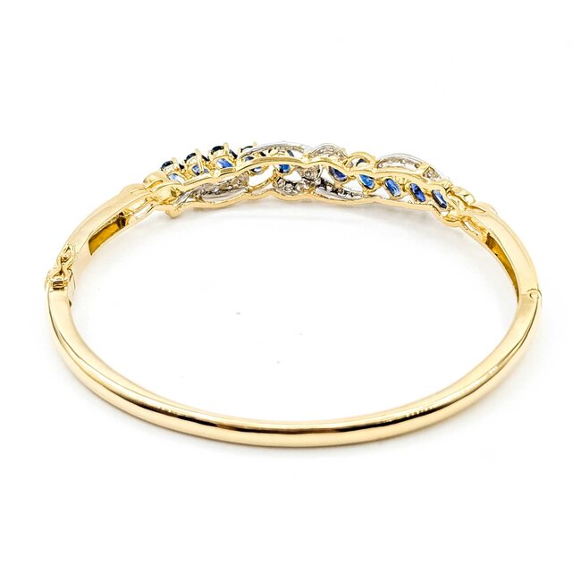 Bangle Twist .50ctw Round Diamonds 3.00ctw Blue Sapphire 18ky 9mm 7.25" 16.92g 225070072
