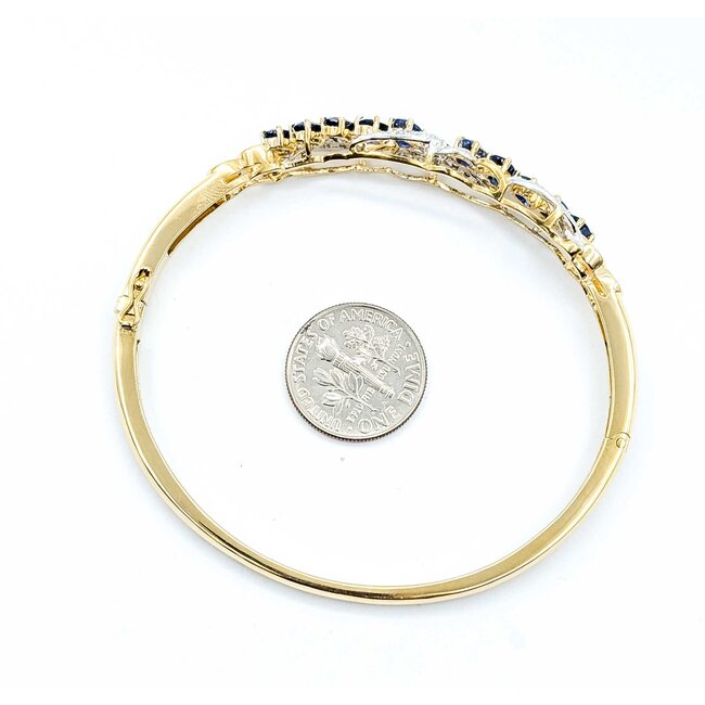 Bangle Twist .50ctw Round Diamonds 3.00ctw Blue Sapphire 18ky 9mm 7.25" 16.92g 225070072