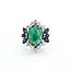 Ring Vintage Style .30ctw Round Diamonds 4.80ct Emerald .84ctw Sapphire 14kw Sz3.75 5.8g 225070050