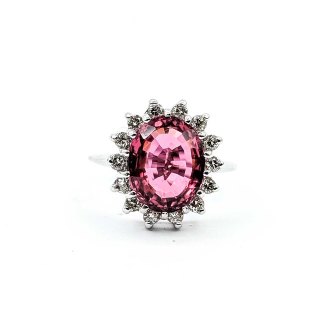 Ring Halo .38ctw Round Diamonds 4.40ct Pink Tourmaline 14kw Sz7 4.9g 225070029