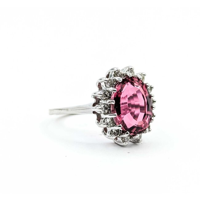 Ring Halo .38ctw Round Diamonds 4.40ct Pink Tourmaline 14kw Sz7 4.9g 225070029