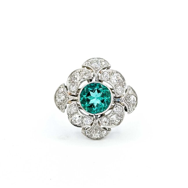 Ring Art Deco .80ctw Old European Diamonds 1.69ct Emerald Platinum Sz6 6.3g 225070051
