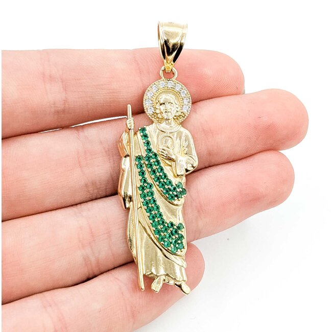 Pendant Jesus Synthetic Gemstones 14ky 2.25x.65" 7.4g 125076202