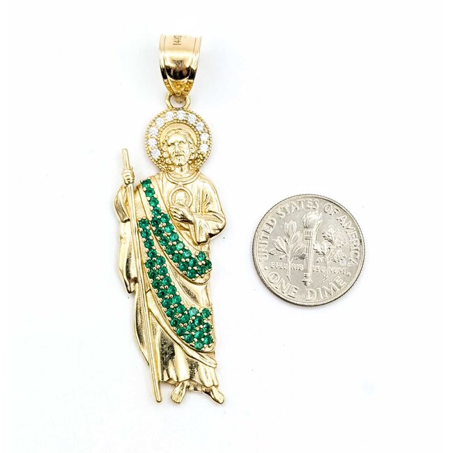 Pendant Jesus Synthetic Gemstones 14ky 2.25x.65" 7.4g 125076202