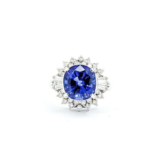 Ring Vintage Style .62ctw Round/Baguette Diamonds 5.17ct Tanzanite Platinum Sz6.25 8.2g 225070055