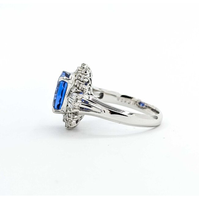 Ring Vintage Style .62ctw Round/Baguette Diamonds 5.17ct Tanzanite Platinum Sz6.25 8.2g 225070055
