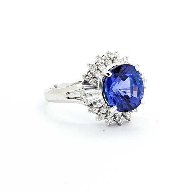 Ring Vintage Style .62ctw Round/Baguette Diamonds 5.17ct Tanzanite Platinum Sz6.25 8.2g 225070055