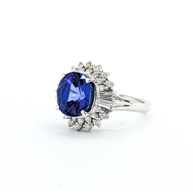 Ring Vintage Style .62ctw Round/Baguette Diamonds 5.17ct Tanzanite Platinum Sz6.25 8.2g 225070055