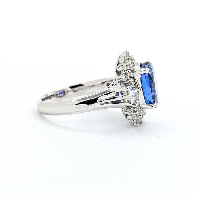 Ring Vintage Style .62ctw Round/Baguette Diamonds 5.17ct Tanzanite Platinum Sz6.25 8.2g 225070055
