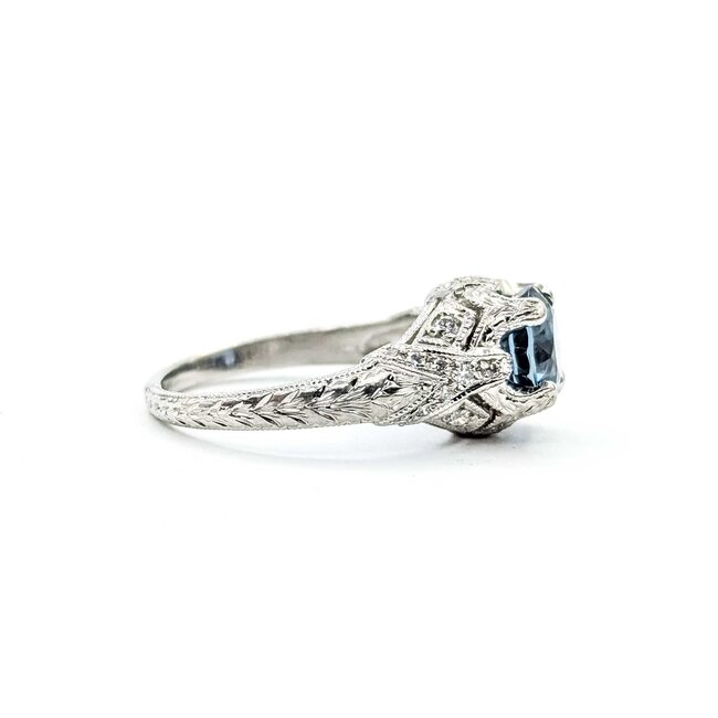 Ring Vintage Style .21ctw Round Diamonds 1.96ct Sapphire Platinum Sz6 6.5g 225070036