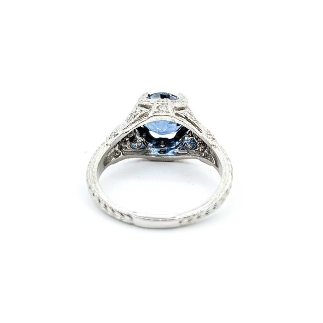 Ring Vintage Style .21ctw Round Diamonds 1.96ct Sapphire Platinum Sz6 6.5g 225070036