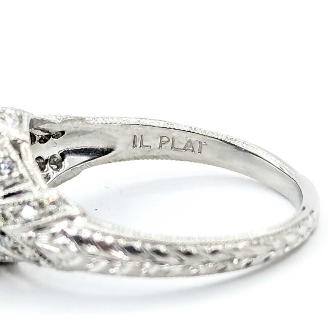 Ring Vintage Style .21ctw Round Diamonds 1.96ct Sapphire Platinum Sz6 6.5g 225070036